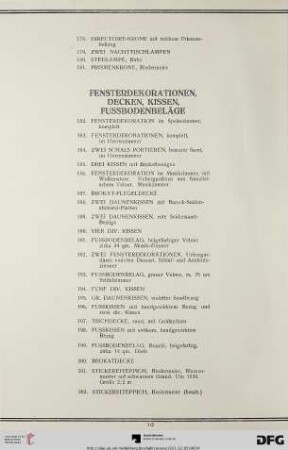 Fensterdekorationen, Decken, Kissen, Fussbodenbeläge (Nr. 182-204)