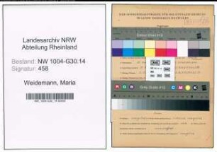 Entnazifizierung Maria Weidemann , geb. 20.11.1910 ()