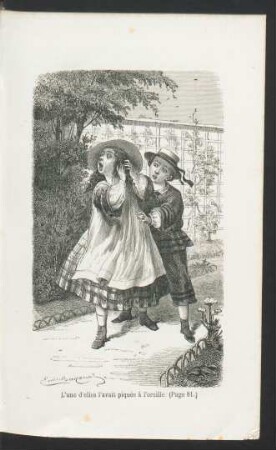 Tafel: L'une d'elles l'avait piquée à l'oreille. (Page 81.)