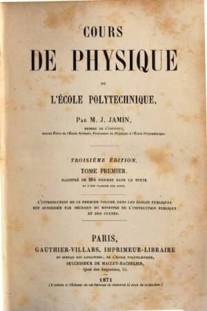 Cours de physique de l'École Polytechnique, 1