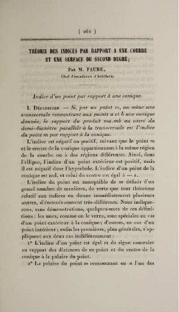Théorie des indices par rapport a une courbe et une surface du second degré.