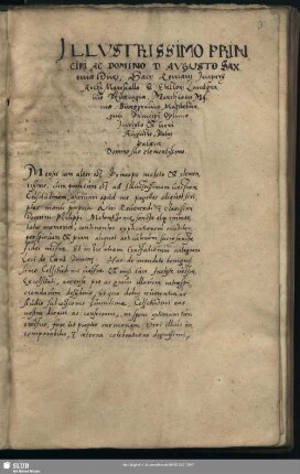 Illustrissimo Principi ac Domino D. Augusto Saxoniae Duci .... Data Torgae die 20 Mensis Junij. Anno ... 1574. Celsitudini vestrae subiectissimus famulus Paulus Crellius Theologiae Doctor.