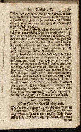 Das 4. Capitel. Von Italien oder Welschland.