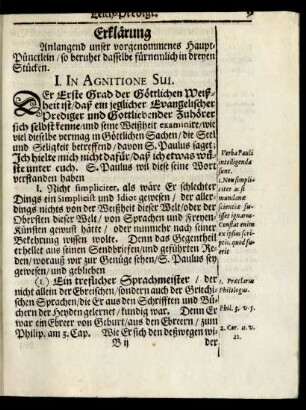Erklärung. I. In Agnitione Sui.