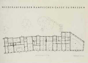 Wiederaufbau Rampische Strasse : Dresden, Entwurf zum Wiederaufbau der Häuser an der Rampischen Straße, Grundriss der Erdgeschosse