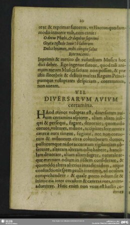 VII. Diversarum Avium certamina