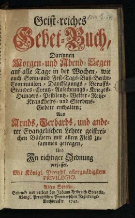 Geist-reiches Gebet-Buch ...