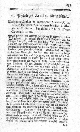 10. Philologie, Kritik u. Alterthümer.