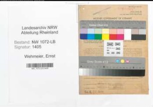 Entnazifizierung Ernst Wehmeier , geb. 09.12.1902 (Beamter)