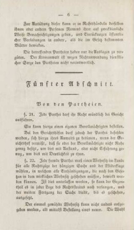 Fünfter Abschnitt. Von den Partheien
