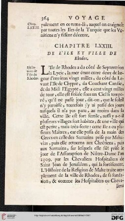 Chapitre LXXIII: De l'ile et ville de Rhodes