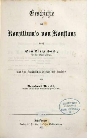 Geschichte des Konzilium's von Konstanz