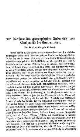 Zur Methode des geographischen Unterrichts vom Standpunkte der Concentration