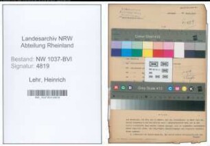 Entnazifizierung Heinrich Lehr , geb. 05.04.1903 (Konstrukteur)