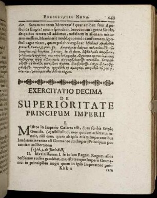 Exercitatio Decima De Superioritate Principum Imperii