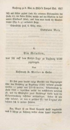 617-624 Ein Relation, was sich auff dem Reichs-Tage zu Augsburg 1530 zugetragen