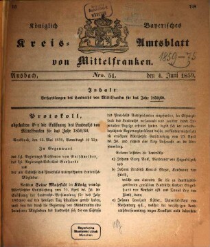 Verhandlungen des Landrathes von Mittelfranken. 1859/60