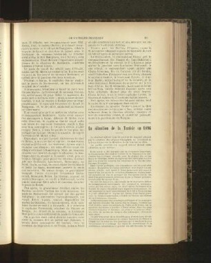 La situation de la Tunisie en 1896.
