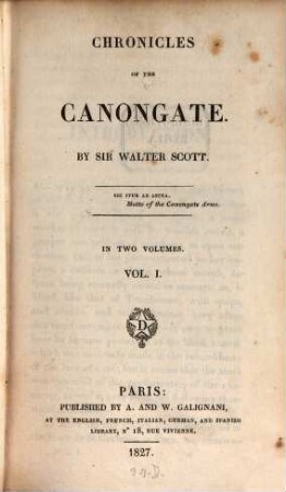 Chronicles of the Canongate : in two volumes, 1