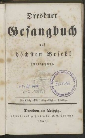 Dresdner Gesangbuch auf höchsten Befehl herausgegeben