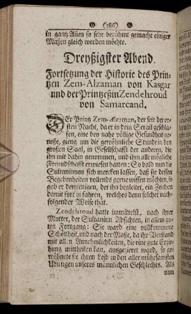 Dreyßigster Abend. - Sieben u. dreyßigster Abend.