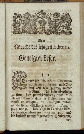 Neue Vorrede des ietzigen Editoris.