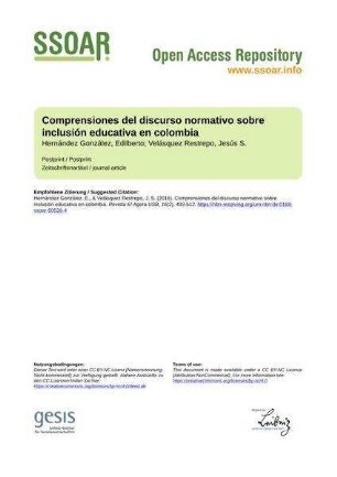 Comprensiones del discurso normativo sobre inclusión educativa en colombia