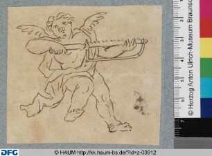 Schwebender Putto mit Säge