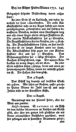 Bey der Klippe Piedra Blanca 1751