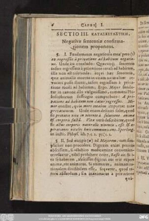 Sectio III. [...], Negativae sententiae confirmationem proponens.