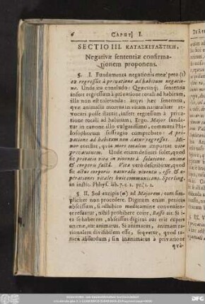 Sectio III. [...], Negativae sententiae confirmationem proponens.