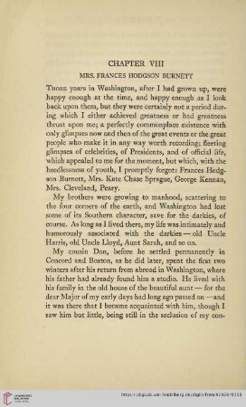 Chapter VIII Mrs. Frances Hodgson Burnett