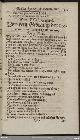 Das XXXI. Capitel. Von dem Gebrauch der Pronominum Interrogativorum