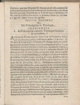 I. An Philosophiæ cognitio Theologiæ Studioso sit necessaria?