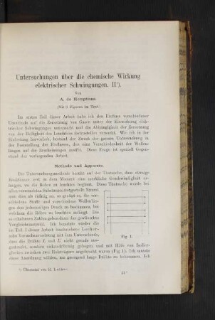Untersuchungen über die chemische Wirkung elektrischer Schwingungen. II.