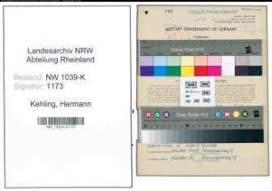 Entnazifizierung Hermann Kehling , geb. 28.11.1902 (Beamter)