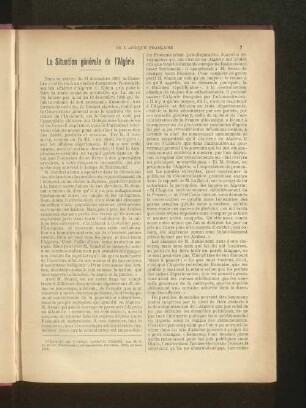 La Situation générale de l'Algérie.