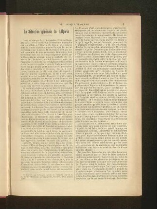 La Situation générale de l'Algérie.
