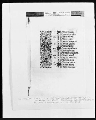 Lateinisches Stundenbuch — Teilbordüre, Folio 10verso