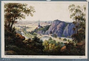 Der Plauensche Grund mit der Hegereiterbrücke, Ansicht von Dresden und der alten Kirche in Plauen nach Norden