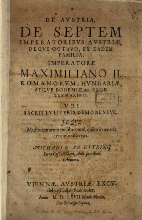 De Austria, de Septem Imperatoribus Austriae ...