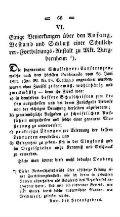 Einige Bemerkungen über den Anfang, Bestand und Schluß einer Schullehrer-Fortbildungs-Anstalt zu Mkt. Burgbernheim