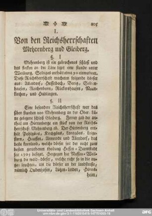L Von den Reichsherrschaften Mehrenberg und Gleiberg.