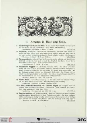 II. Arbeiten in Holz und Stein (Nr. 30-97)