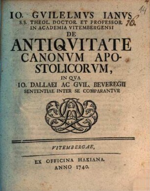 De antiquitate canonum apostolicorum