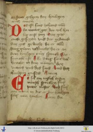 [25rv] Fünf Paternoster zu den Wunden Christi.