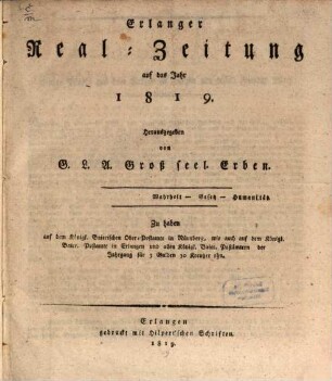 Erlanger Real-Zeitung. 1819
