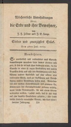 Sieben und zwanzigstes Stück