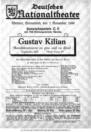 Gustav Kilian Manufakturwaren en gros und en détail Gegründet 1821 Obere Gasse 19