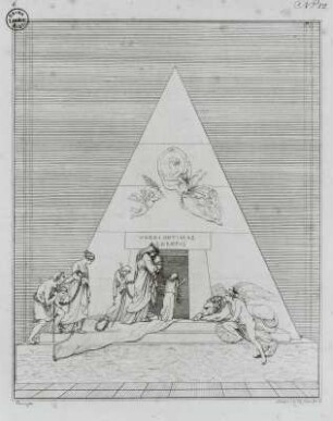 Grabmal der Herzogin Marie Christine von Sachsen-Teschen in Wien : Grabmal der Herzogin Marie Christine von Sachsen-Teschen in der Augustinerkirche in Wien. Stich nach Zeichnung; 18,8 x 15,3 cm. 1805
